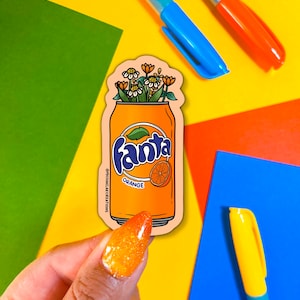 Adesivo de refrigerante laranja, adesivos para garrafa térmica, adesivo para laptop, decalques de carro fofos, adesivos da moda, adesivos estacionários, adesivos de refrigerante