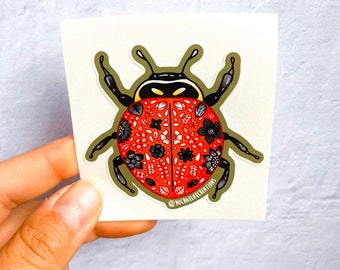 Pegatina de mariquita / Pegatinas para hydroflask / pegatinas de hidroflasco / pegatinas de computadora portátil / Pegatinas impermeables / Pegatinas de flores / pegatinas de insectos