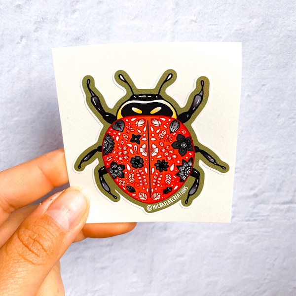 Ladybug Sticker |Stickers for Hydroflask | hydroflask stickers | laptop stickers | Waterproof Stickers | Flower Stickers | bug stickers