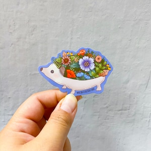 Hedgehog Sticker | Stickers | Stickers for Hydroflask | laptop stickers |  Water bottle Sticker |Waterproof Stickers | Flower Stickers