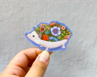 Hedgehog Sticker | Stickers | Stickers for Hydroflask | laptop stickers |  Water bottle Sticker |Waterproof Stickers | Flower Stickers