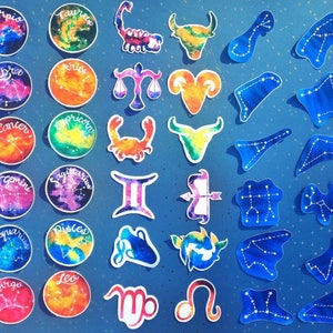3-Pack Zodiac Stickers,Watercolor Sticker, Zodiac, Zodiac Sticker