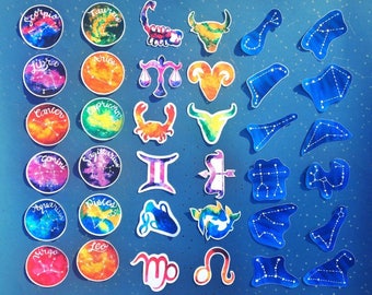 3-Pack Zodiac Stickers,Watercolor Sticker, Zodiac, Zodiac Sticker