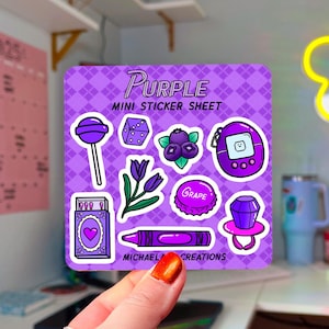 Purple Sticker Sheet ,Stickers for Hydroflask,laptop sticker,Sticker sheets,Junk journal stickers,Purple  gift, Sticker, Purple stickers