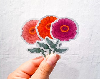 Adesivo Zinnia / Adesivo floreale / Adesivi per Hydroflask / Adesivi per laptop / Adesivi per laptop Fiori / Adesivi in vinile / Adesivo impermeabile