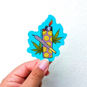 Teal lighter sticker |420 Sticker | Stickers for Hydroflask |Flower sticker|stoner stickers |Waterproof stickers|Smoker sticker |