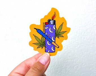 Yellow lighter sticker |420 Sticker |Stickers for Hydroflask|Flower sticker|stonerstickers |Waterproof stickers|smoker gift|lighter sticker