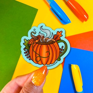 Pumpkin Mug sticker | Stickers for Hydroflask | laptop stickers | Pumpkin Stickers |Waterproof stickers| witchy stickers |halloween stickers