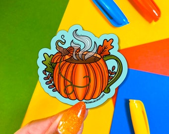 Pegatina de taza de calabaza / Pegatinas para Hydroflask / pegatinas para portátiles / Pegatinas de calabaza /Pegatinas impermeables/ pegatinas de brujas /pegatinas de halloween