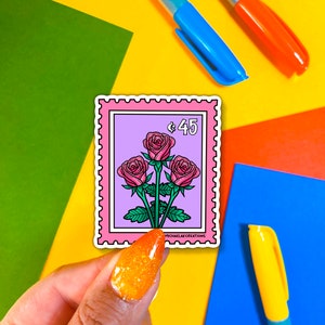 Rose Stamp sticker |Stamp Sticker | Stickers for Hydroflask |Flower sticker|envelope stickers |Waterproof stickers|Rose sticker