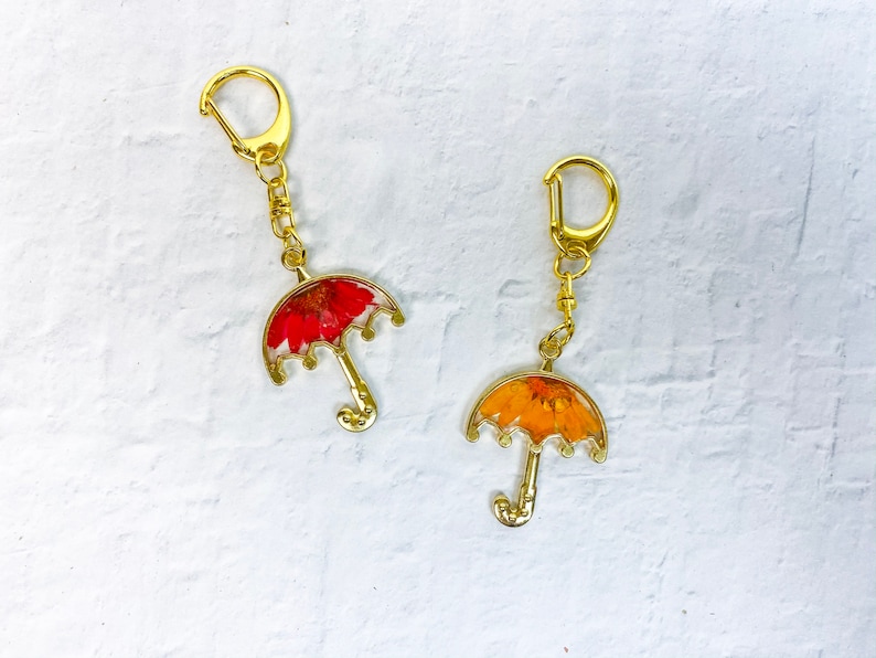 Umbrella Keychain Pressed Flower Keychain Resin Flower Keychain Resin Keychain Resin Keychain Floral Keychain