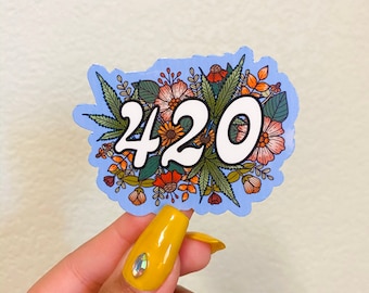 Pegatina 420/pegatinas para hidrofrasco/pegatina de flores/pegatinas para fumar/pegatinas impermeables/pegatina para fumadores/pegatinas para fumetas