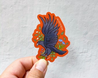 Raven sticker | Stickers for Hydroflask|Stickers | witch stickers| laptop stickers |Waterproof Stickers| Flower Stickers|witchy sticker |l