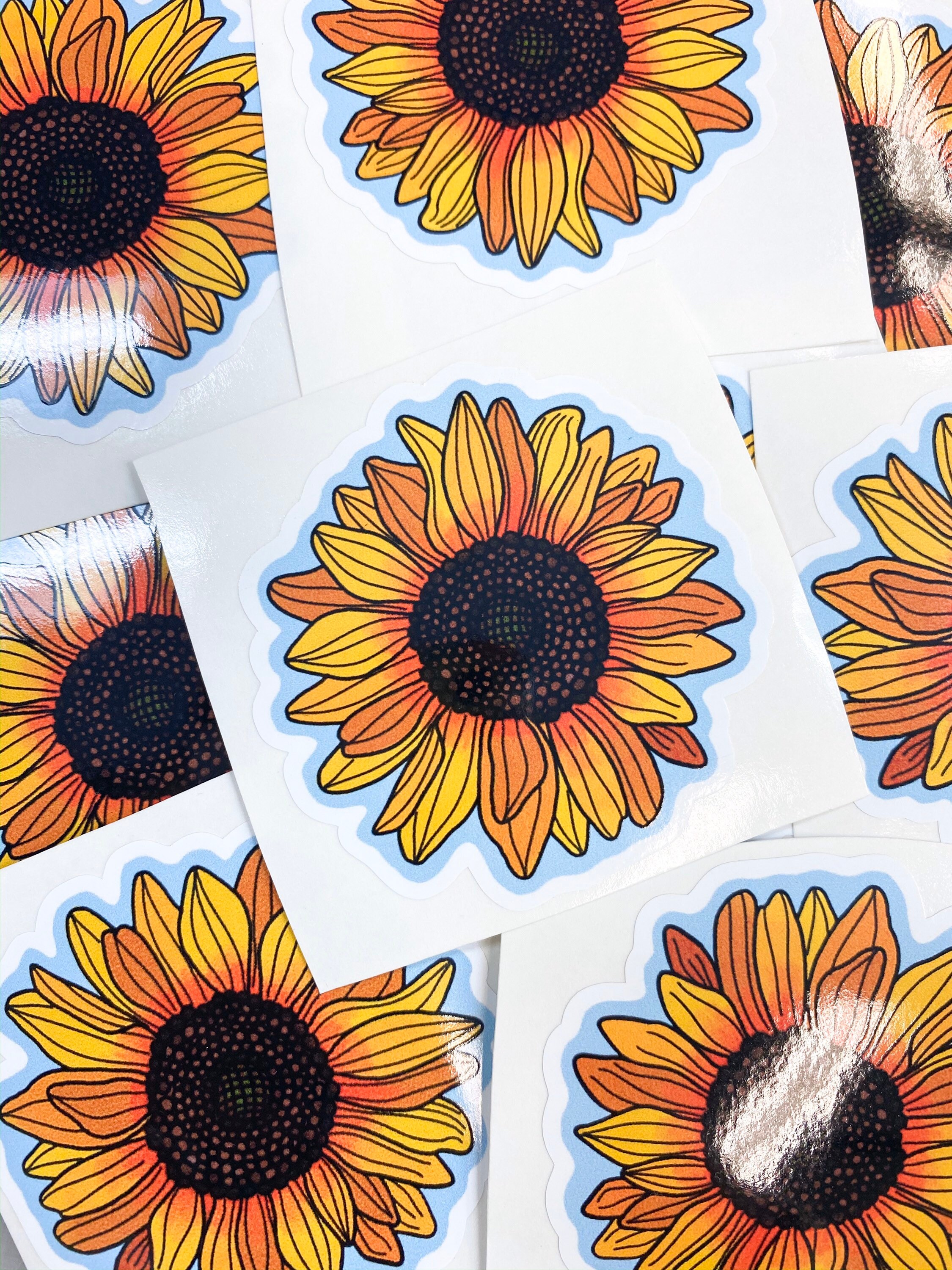 Sunflower Vinyl Sticker Flower Stickers Laptop Sticker - Etsy