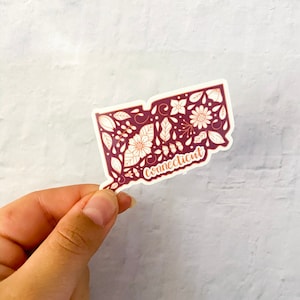 Connecticut Sticker | States Stickers | CT Sticker | Stickers for Hydroflask | laptop stickers | Waterproof Stickers | Flower Stickers