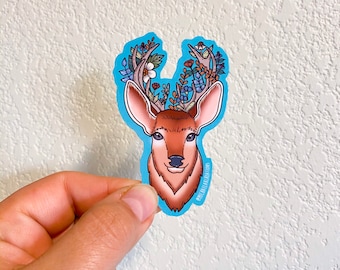 Deer Sticker | Stickers | Stickers for Hydroflask | laptop stickers |Water bottle Sticker |Waterproof Stickers | Flower Stickers |