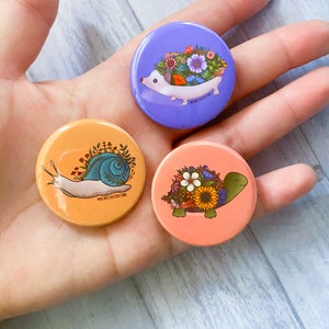 Animal Button Set | Cute Buttons | Hedgehog Pin | Button Pins | Pin ...
