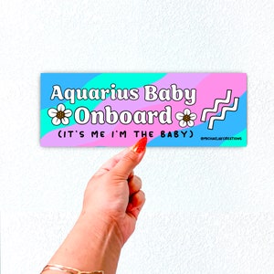 Pegatina para el parachoques del bebé Acuario / Pegatinas para el parachoques del zodiaco / Pegatinas impermeables / pegatinas para el parachoques lindas /Pegatina para el parachoques divertida / Pegatinas del zodiaco