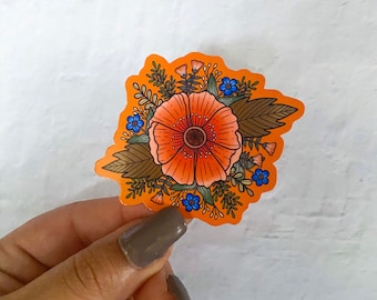 Poppy Cluster Sticker | Flower Sticker |Stickers | Stickers for Hydroflask | laptop stickers | Waterproof Stickers | Flower stickers