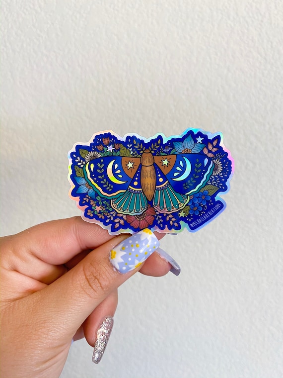Holographic moth sticker | witchy Sticker | moth sticker|Stickers for Hydroflask | laptop stickers |holographic stickers|Waterproof stickers