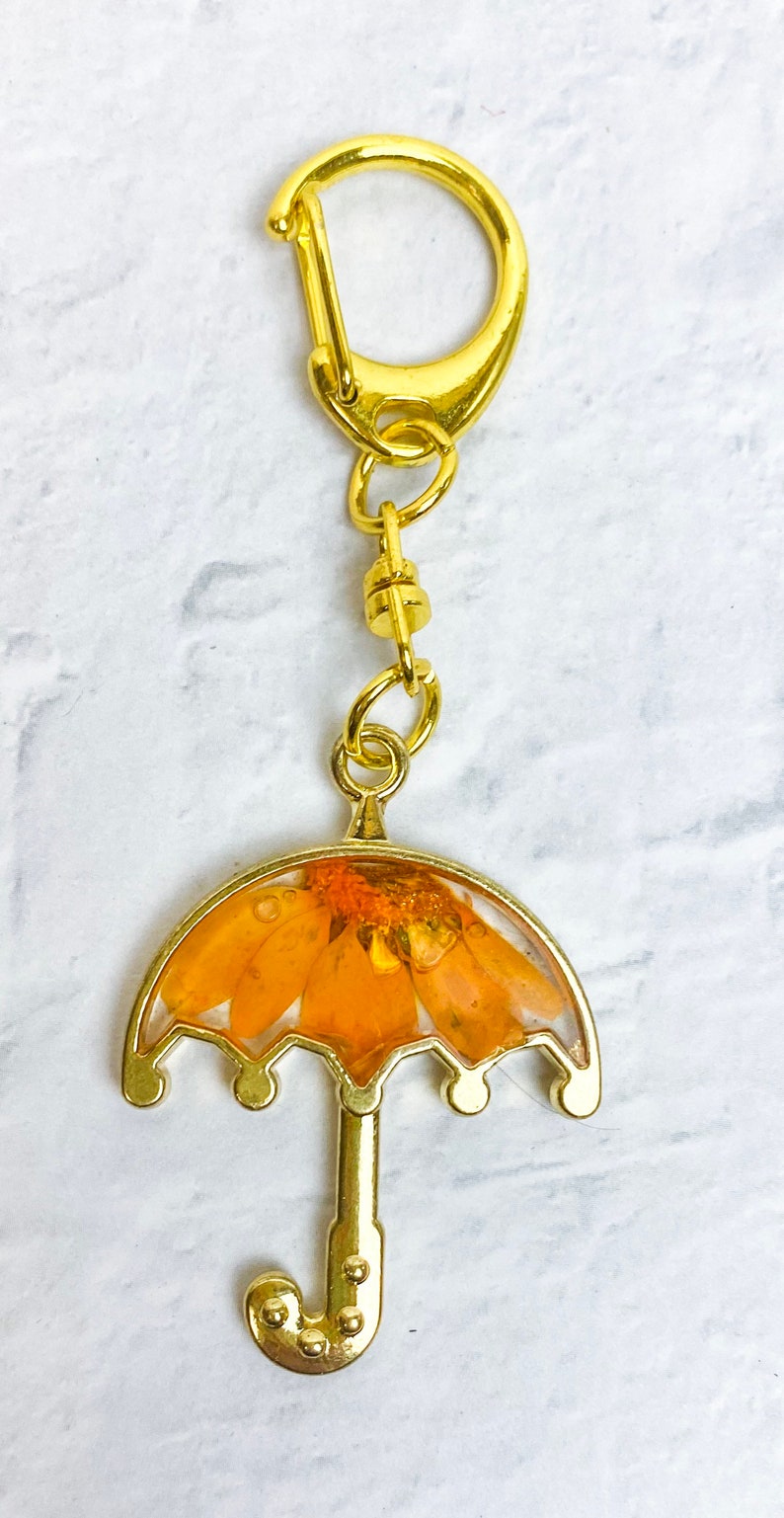 Umbrella Keychain Pressed Flower Keychain Resin Flower Keychain Resin Keychain Resin Keychain Floral Keychain
