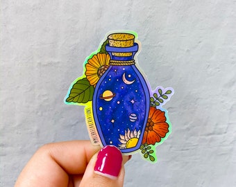 Galaxy Sticker | Holographic stickers | space stickers | laptop stickers | Flower Stickers | Waterproof stickers | bottle sticker