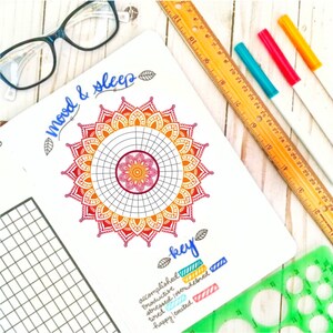 Orange Ombre Mandala Mood Tracker -Digital Download/ Printable