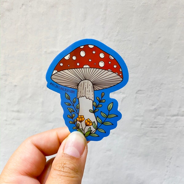 Mushroom sticker | Stickers for Hydroflask | laptop stickers | Flower Stickers | Waterproof stickers | Floral sticker | Nature gift