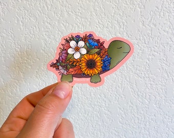 Turtle Sticker | Stickers | Stickers for Hydroflask | laptop stickers |Water bottle Sticker |Waterproof Stickers | Flower Stickers |