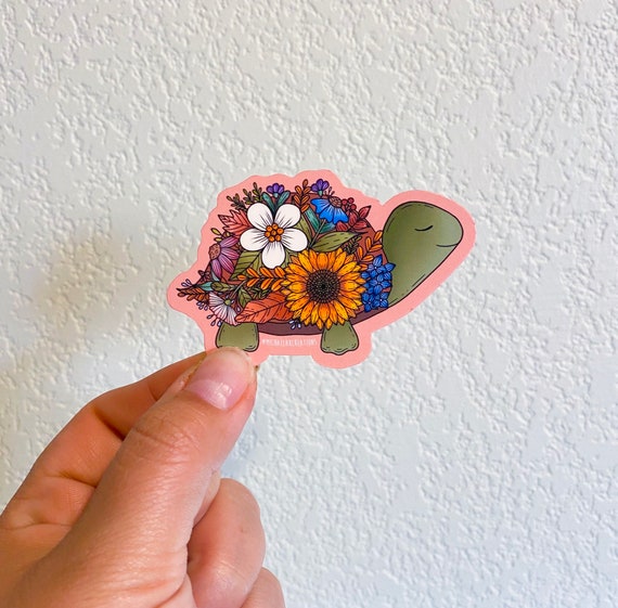Turtle Sticker | Stickers | Stickers for Hydroflask | laptop stickers |Water bottle Sticker |Waterproof Stickers | Flower Stickers |