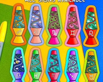 Zodiac Lava lamp stickers,Stickers for Hydroflask,laptop sticker,Cute Car decals,Trendy stickers,Kindle Sticker, Zodiac stickers, lava lamp