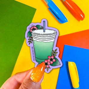 Matcha Latte Sticker |Stickers for Hydroflask|stickers|laptop stickers|Water bottle Sticker|Flower Stickers|Waterproof stickers| matcha gift