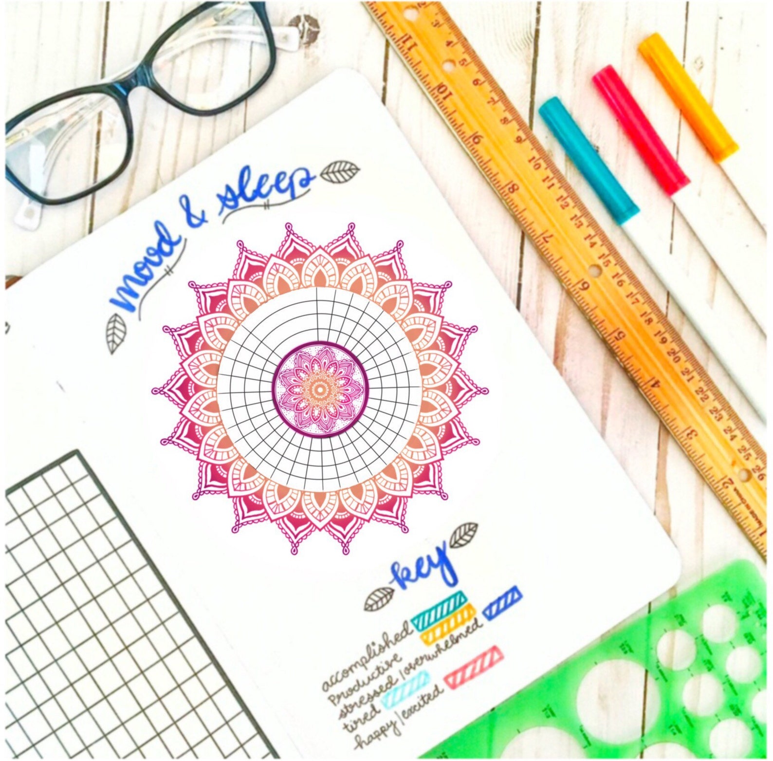 Pink Ombre Mandala Mood Tracker digital Download/ Printable - Etsy