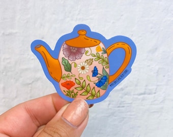 Tea Pot Sticker | Stickers | Stickers for Hydroflask | laptop stickers | Waterproof Stickers | Flower Stickers | tea gift