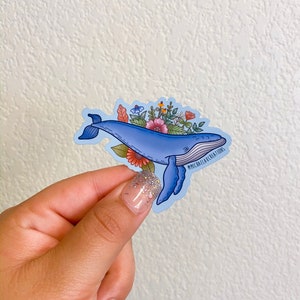 Whale sticker | Stickers | Stickers for Hydroflask | laptop stickers | Waterproof Stickers | Flower Stickers