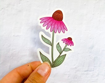 Echinacea Sticker | Sticker für Hydroflask | Laptop Sticker | Laptop Sticker Blumen | Vinyl Blumen Sticker | Wasserfester Aufkleber