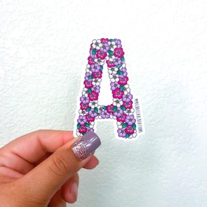 A Sticker, Stickers for Hydroflask stickers,laptop stickers,Water bottle Sticker,Flower letter Stickers,Waterproof stickers,Letter Sticker