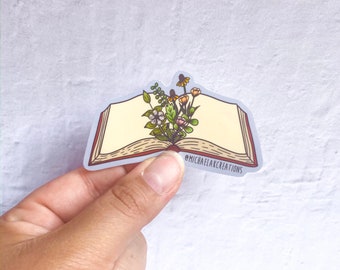 Book Sticker | Stickers for Hydroflask | laptop stickers | Water bottle Sticker |Flower Stickers | Waterproof stickers | Bookworm sticker