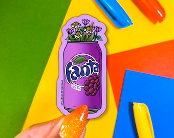 Pegatinas de refresco de uva, pegatinas para Hydroflask, pegatinas para portátil, bonitas calcomanías para coche, pegatinas modernas, pegatinas para papelería, pegatinas de refresco