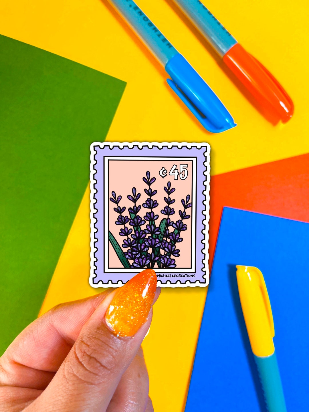 Lavender Stamp Sticker stamp Sticker Stickers for Etsy