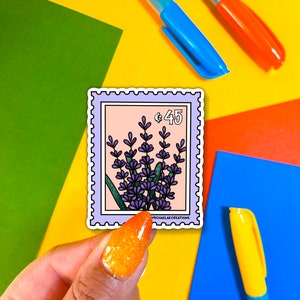 Lavender Stamp sticker |Stamp Sticker | Stickers for Hydroflask |Flower sticker|envelope stickers |Waterproof stickers|Lavender sticker