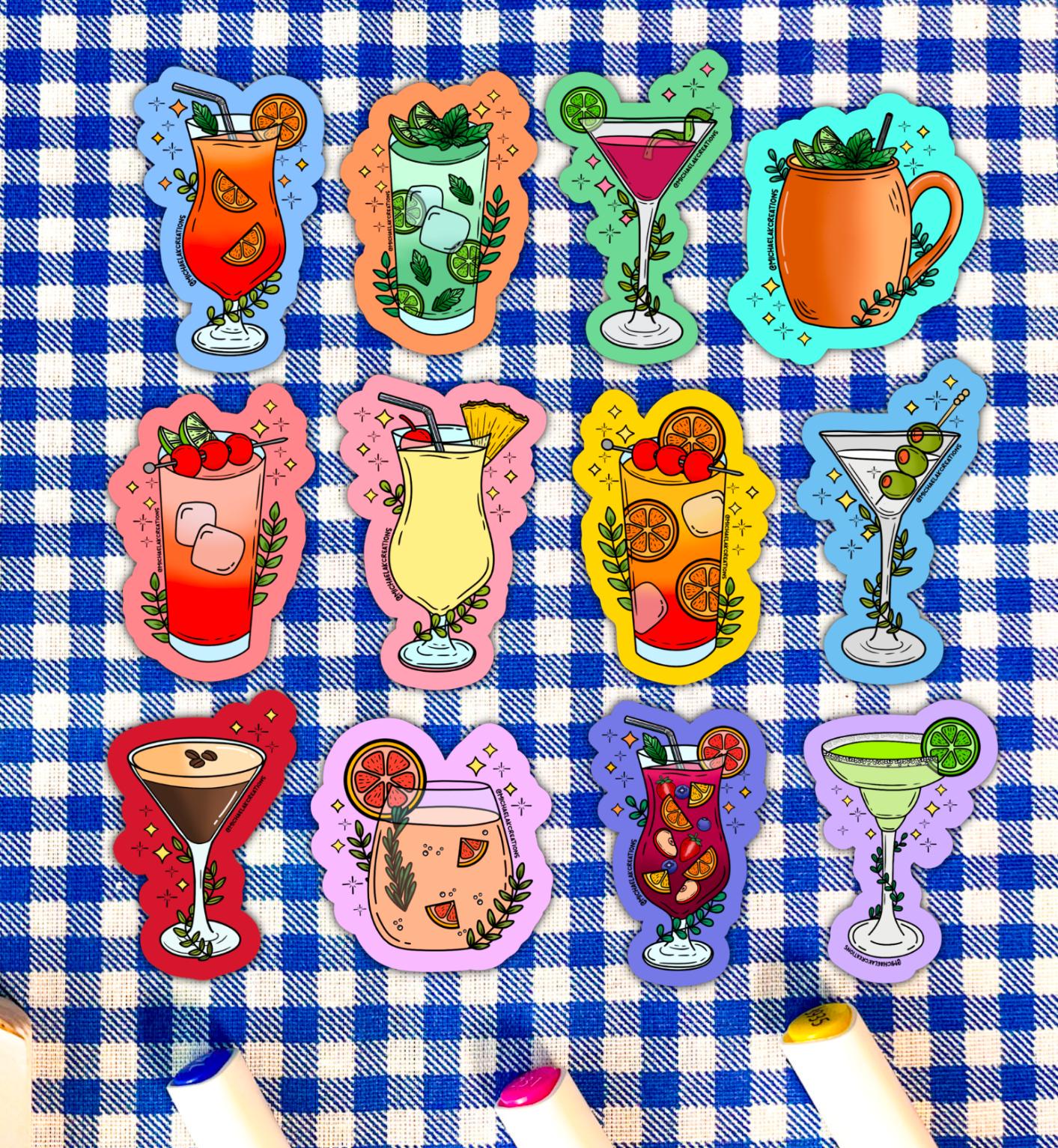 Cocktail Stickers ,drink Stickers,stickers for Hydroflask,cute Car ...