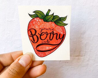 Strawberry Sticker | Fruit Sticker | Stickers for hydroflask | laptop stickers | small gift |waterproof stickers | waterbottle stickers
