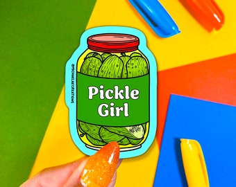 Pickle Girl Sticker,Stickers for Hydroflask,laptop sticker,Cute Car decals,Trendy stickers,Stationary stickers,deco stickers,pickle stickers