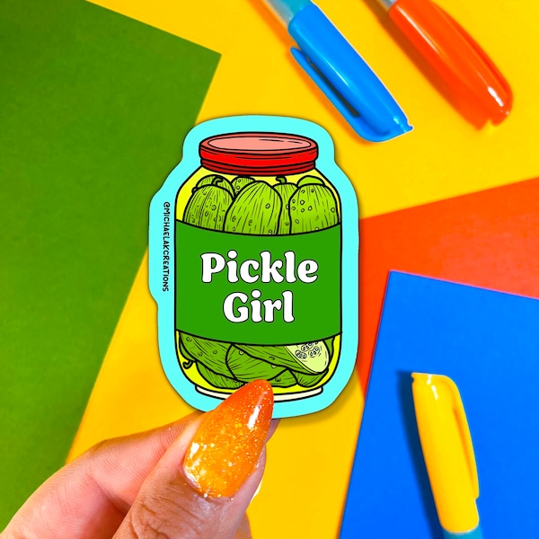 Pickle Girl Sticker,Stickers for Hydroflask,laptop sticker,Cute Car decals,Trendy stickers,Stationary stickers,deco stickers,pickle stickers