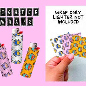 Sun and Moon Lighter Wraps | lighter stickers | Wrapped lighters | Stoner gift | smoker sticker | Stoner stickers | Bic lighter stickers|