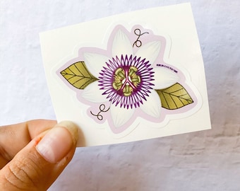 Passion Flower Vinyl Sticker | laptop sticker | Stickers for Hydroflask | small gift for her | Flower Stickers | waterproof stickers