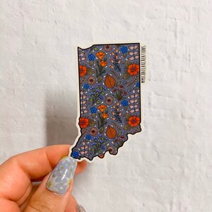 Indiana Sticker | States Stickers | IN Sticker | Stickers for Hydroflask | laptop stickers | Waterproof Stickers | Flower Stickers