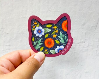 Black Cat sticker | Stickers for Hydroflask|Stickers | laptop stickers |Waterproof Stickers| Flower Stickers|cat sticker |Halloween stickers