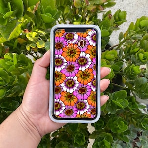 ピンクとオレンジの花の携帯電話の壁紙 | 花の壁紙 | デジタルダウンロード | iPhone の壁紙 | デジタル携帯電話の壁紙